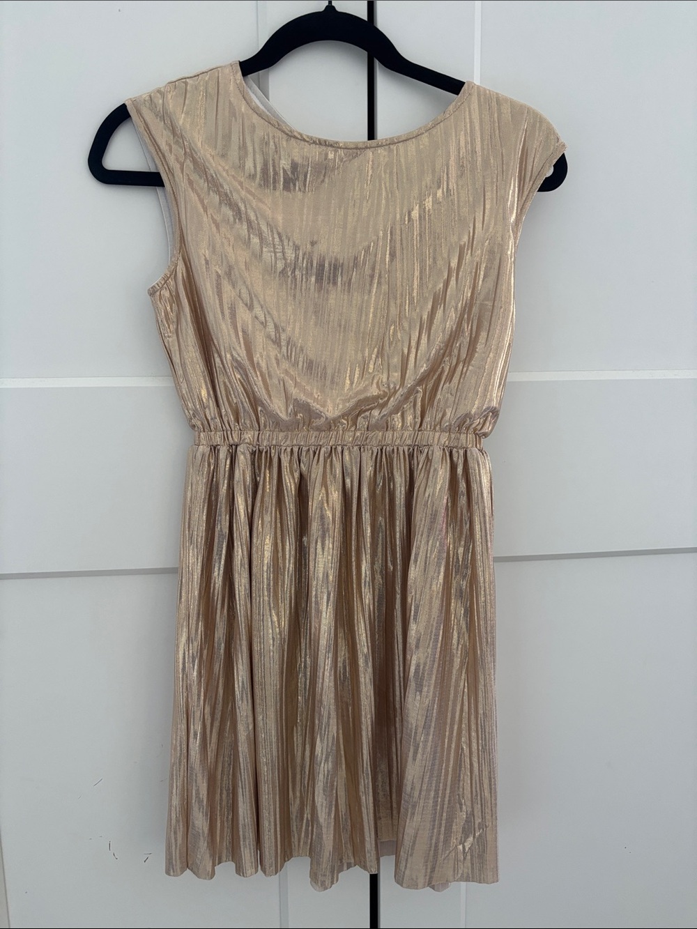 Crewcuts Metallic Gold Pleated Party Dress
